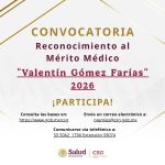 Convoca SESA a postular médicas y médicos al Reconocimiento al Mérito Médico «Valentín Gómez Farías» 2026